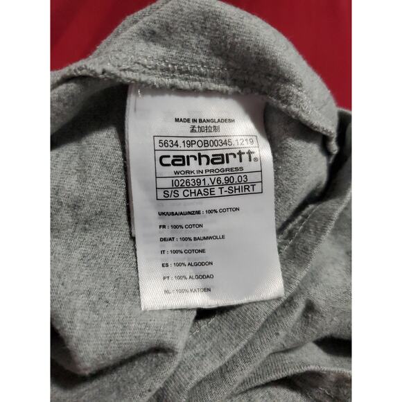 Carhartt Size XS WIP Chase T-Shirt Grey Men's Work Stewart Ca17-16 - Picture 6 of 7